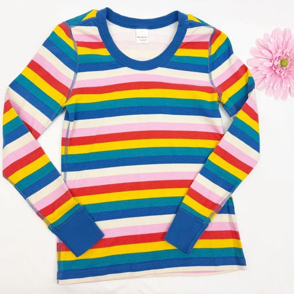 Hanna Andersson Long Sleeve Thermal Pajama Set Two (2) Piece Top Bottoms Stripe - Picture 3 of 11